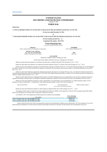 Thumbnail Virtu Financial
 10-K Annual Report 2016