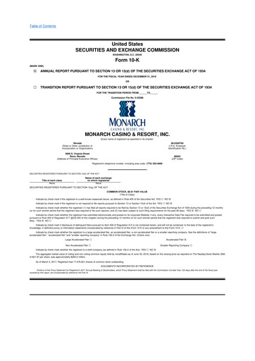 Thumbnail Monarch Casino & Resort 10-K Annual Report 2016