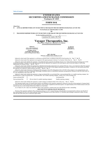 Thumbnail Voyager Therapeutics
 10-K Annual Report 2016