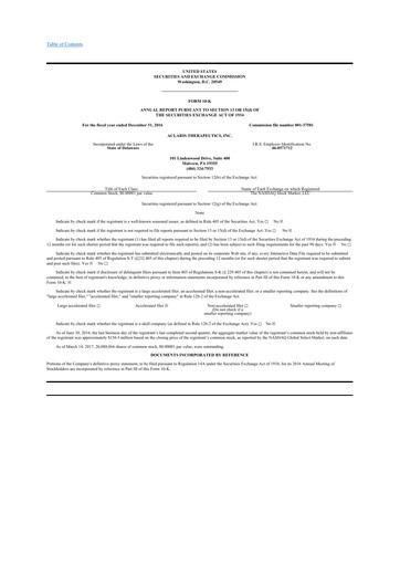 Miniature Aclaris Therapeutics 10-K Rapport annuel 2016