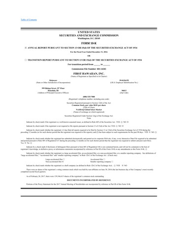 Thumbnail First Hawaiian Bank
 10-K Annual Report 2016