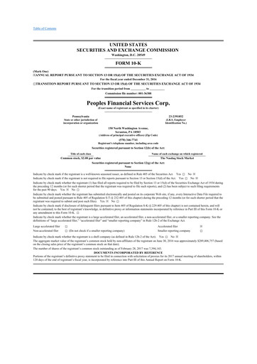 Thumbnail Peoples Financial Services 10-K Annual Report 2016