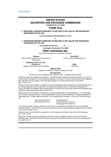 Thumbnail First Hawaiian Bank
 10-Q Quarterly Report FY2017 