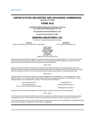 Vorschaubild Nabors Industries
 10-Q Quartalsbericht 2017 