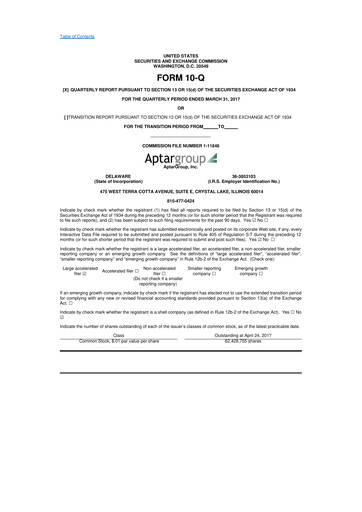 Thumbnail AptarGroup 10-Q Quarterly Report FY2017 