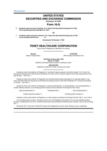 Thumbnail Tenet Healthcare 10-Q Quarterly Report FY2017 