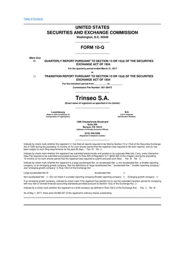 Thumbnail Trinseo 10-Q Quarterly Report FY2017 