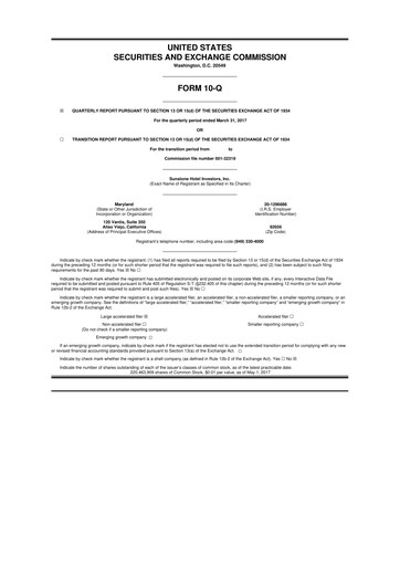 Thumbnail Sunstone Hotel Investors
 10-Q Quarterly Report FY2017 