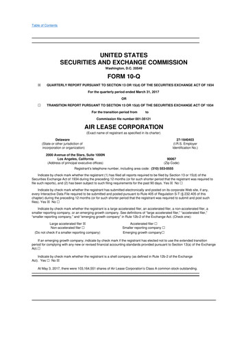 Thumbnail Air Lease Corporation
 10-Q Quarterly Report FY2017 