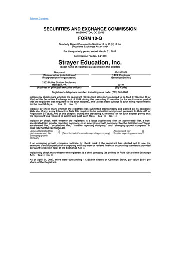 Miniature Strategic Education
 10-Q Rapport trimestriel 2017 