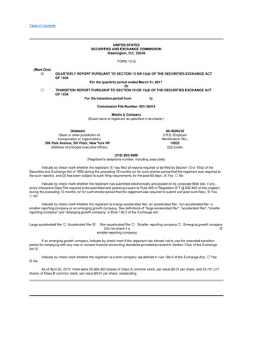 Thumbnail Moelis & Company 10-Q Quarterly Report FY2017 