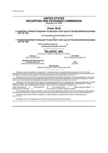 Vorschaubild Teladoc Health
 10-Q Quartalsbericht 2017 