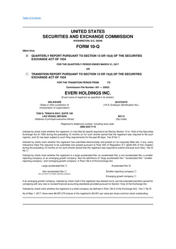 Thumbnail Everi Holdings
 10-Q Quarterly Report FY2017 