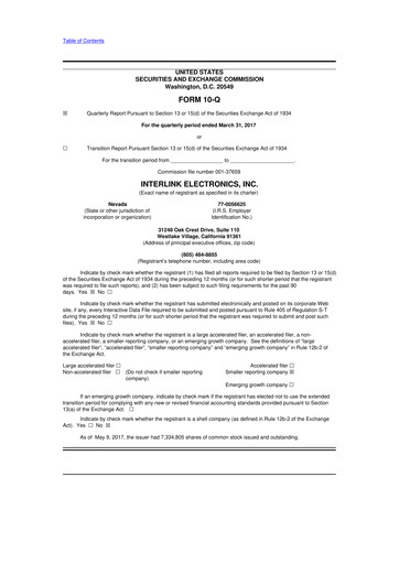 Thumbnail Interlink Electronics 10-Q Quarterly Report FY 