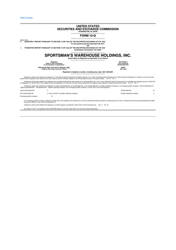 Thumbnail Sportsman's Warehouse 10-Q Quarterly Report FY2017 