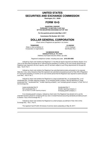 Thumbnail Dollar General 10-Q Quarterly Report FY2017 