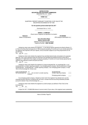 Thumbnail Deere & Company (John Deere) 10-Q Quarterly Report FY2017 