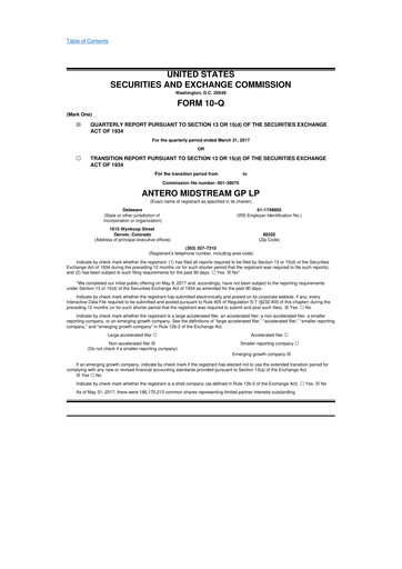 Thumbnail Antero Midstream
 10-Q Quarterly Report FY2017 