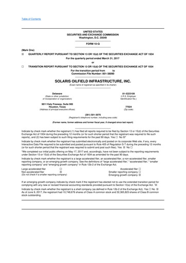 Vorschaubild Solaris Energy Infrastructure 10-Q Quartalsbericht 2017 