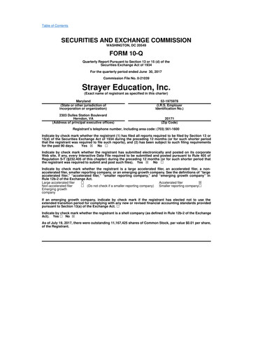 Miniature Strategic Education
 10-Q Rapport trimestriel 2017 