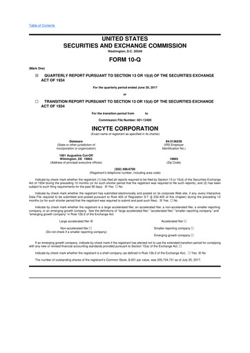 Thumbnail Incyte 10-Q Quarterly Report FY2017 