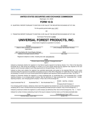 Thumbnail UFP Industries
 10-Q Quarterly Report FY2017 