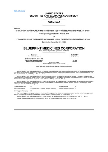 Miniature Blueprint Medicines
 10-Q Rapport trimestriel 2017 