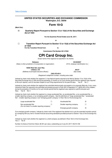 Thumbnail CPI Card Group 10-Q Quarterly Report FY2017 