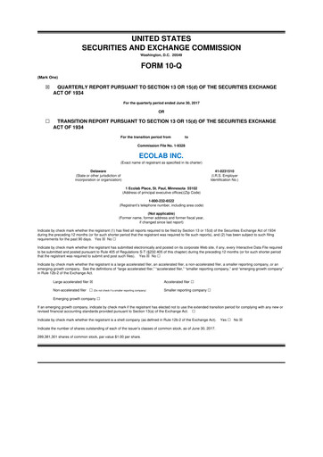 Thumbnail Ecolab 10-Q Quarterly Report FY2017 