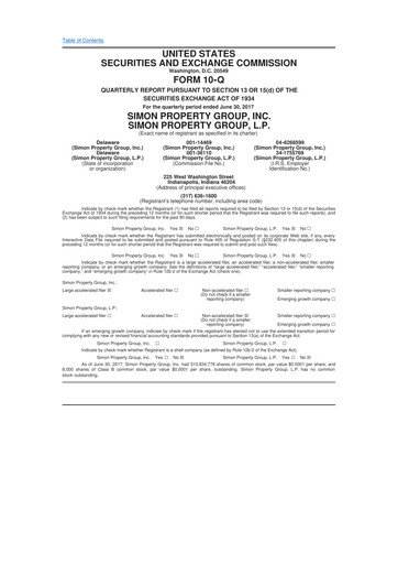 Thumbnail Simon Property Group 10-Q Quarterly Report FY 