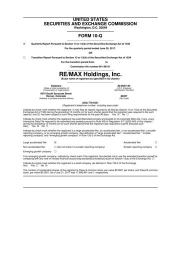 Thumbnail RE/MAX Holdings 10-Q Quarterly Report FY2017 