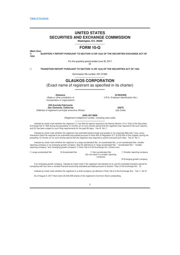 Thumbnail Glaukos 10-Q Quarterly Report FY 