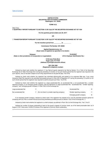 Thumbnail Applied Optoelectronics 10-Q Quarterly Report FY2017 