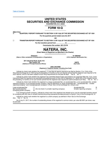 Thumbnail Natera 10-Q Quarterly Report FY2017 