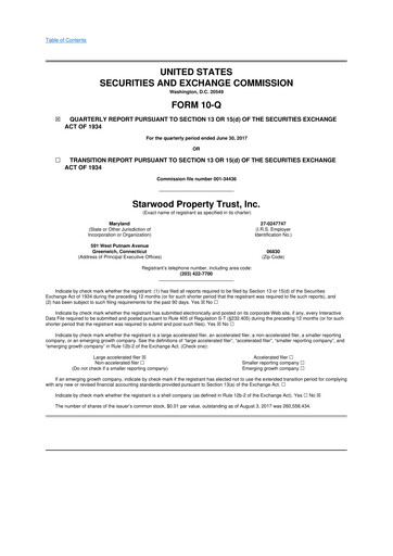 Thumbnail Starwood Property Trust 10-Q Quarterly Report FY2017 