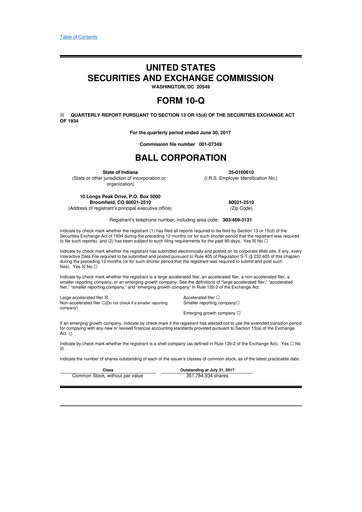 Thumbnail Ball Corporation
 10-Q Quarterly Report FY2017 