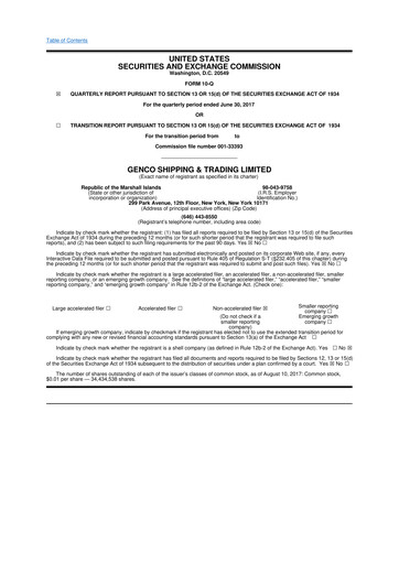 Thumbnail Genco Shipping & Trading 10-Q Quarterly Report FY2017 