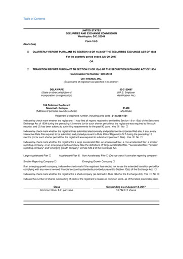 Thumbnail Citi Trends, Inc. 10-Q Quarterly Report FY 