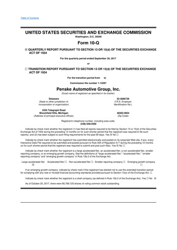 Thumbnail Penske Automotive Group 10-Q Quarterly Report FY2017 