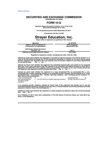 Miniature Strategic Education
 10-Q Rapport trimestriel 2017 