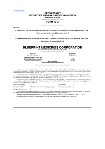Miniature Blueprint Medicines
 10-Q Rapport trimestriel 2017 