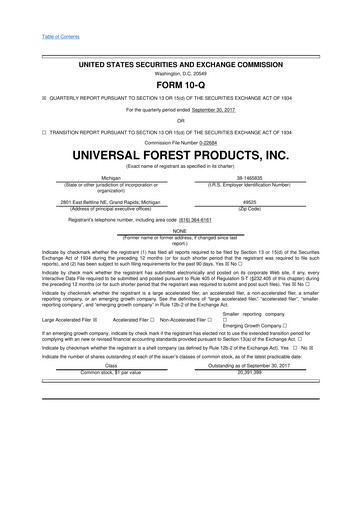 Thumbnail UFP Industries
 10-Q Quarterly Report FY2017 