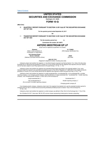 Thumbnail Antero Midstream
 10-Q Quarterly Report FY2017 