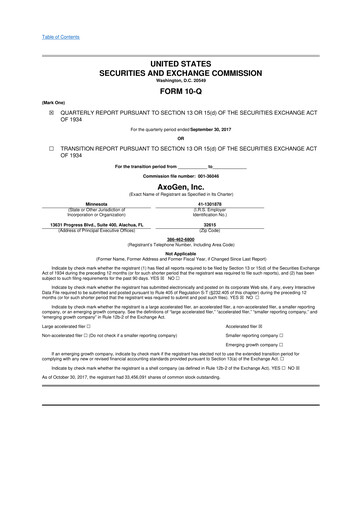Thumbnail Axogen 10-Q Quarterly Report FY2017 