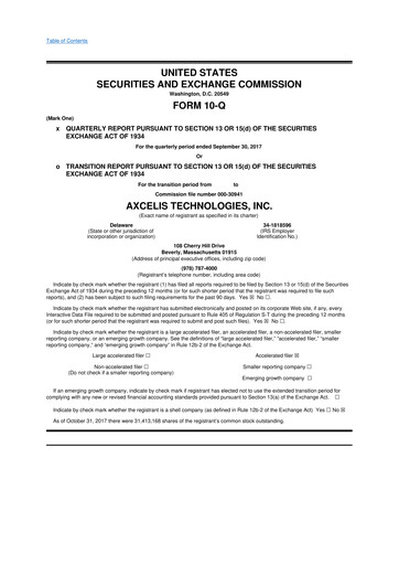 Thumbnail Axcelis Technologies
 10-Q Quarterly Report FY2017 