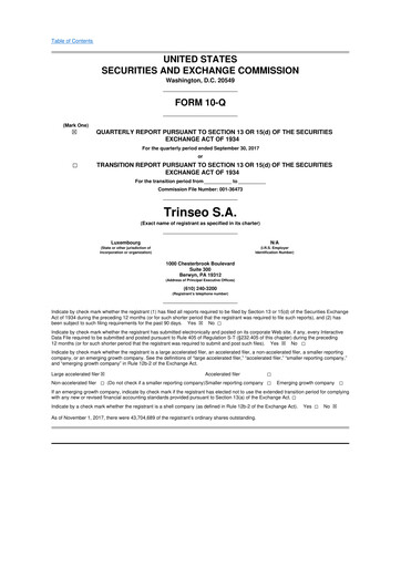 Thumbnail Trinseo 10-Q Quarterly Report FY2017 