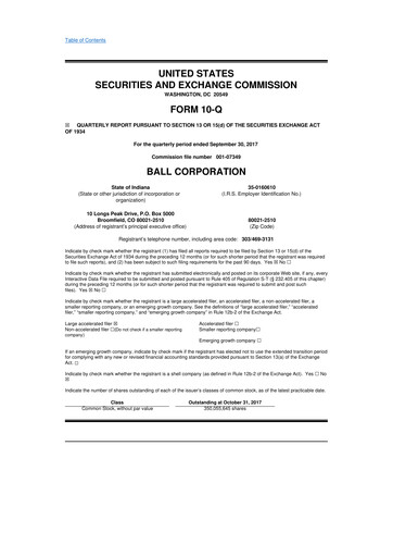 Thumbnail Ball Corporation
 10-Q Quarterly Report FY2017 