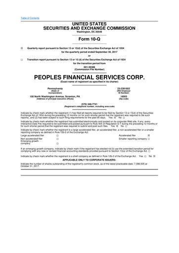 Thumbnail Peoples Financial Services 10-Q Quarterly Report FY2017 