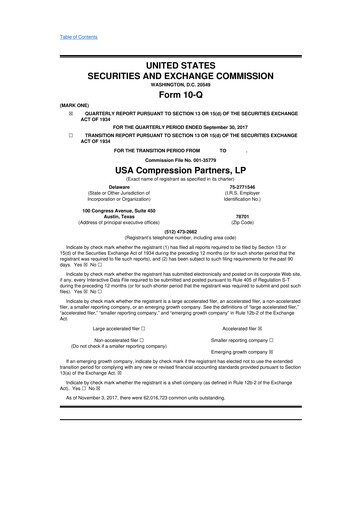 Thumbnail USA Compression Partners
 10-Q Quarterly Report FY2017 