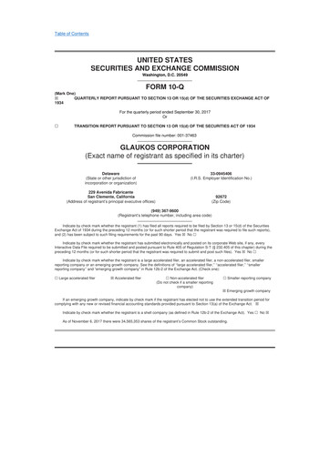 Thumbnail Glaukos 10-Q Quarterly Report FY 